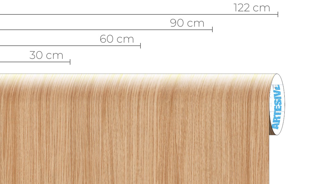 Film adhésif sans PVC texturé effet bois châtaignier beige 137cmx100cm au  mètre linéaire.